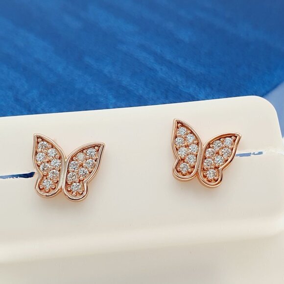 "14K Rose Gold Plated 925 Sterling Silver Earrings for Women/Girls, US44013 - Picture 3 of 11